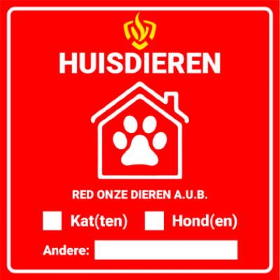 Huisdierensticker brandweer 75 x 75 mm